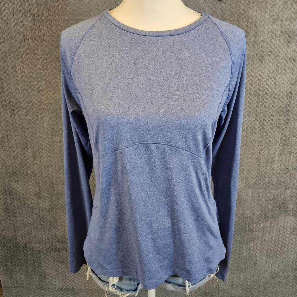 Spyder Active Womens Blue Heathered Long Sleeve Thumbhole Workout Top Large